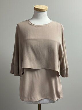 DAY taupe silk blouse, size M, NEW WITH TAGS!